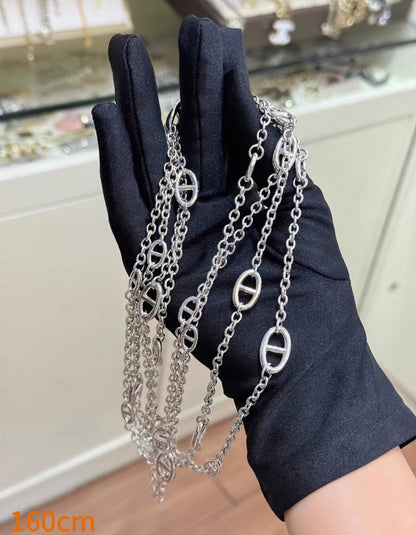 [Polaidi]CLASSIC FARANDOLE COLLECTION PIG NOSE 160CM SILVER NECKLACE