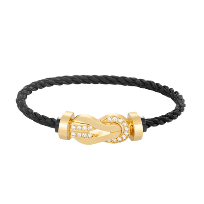 [Polaidi Jewelry]CHANCE LARGE 8 FIGURE BUCKLE HALF DIAMOND BRACELET GOLD