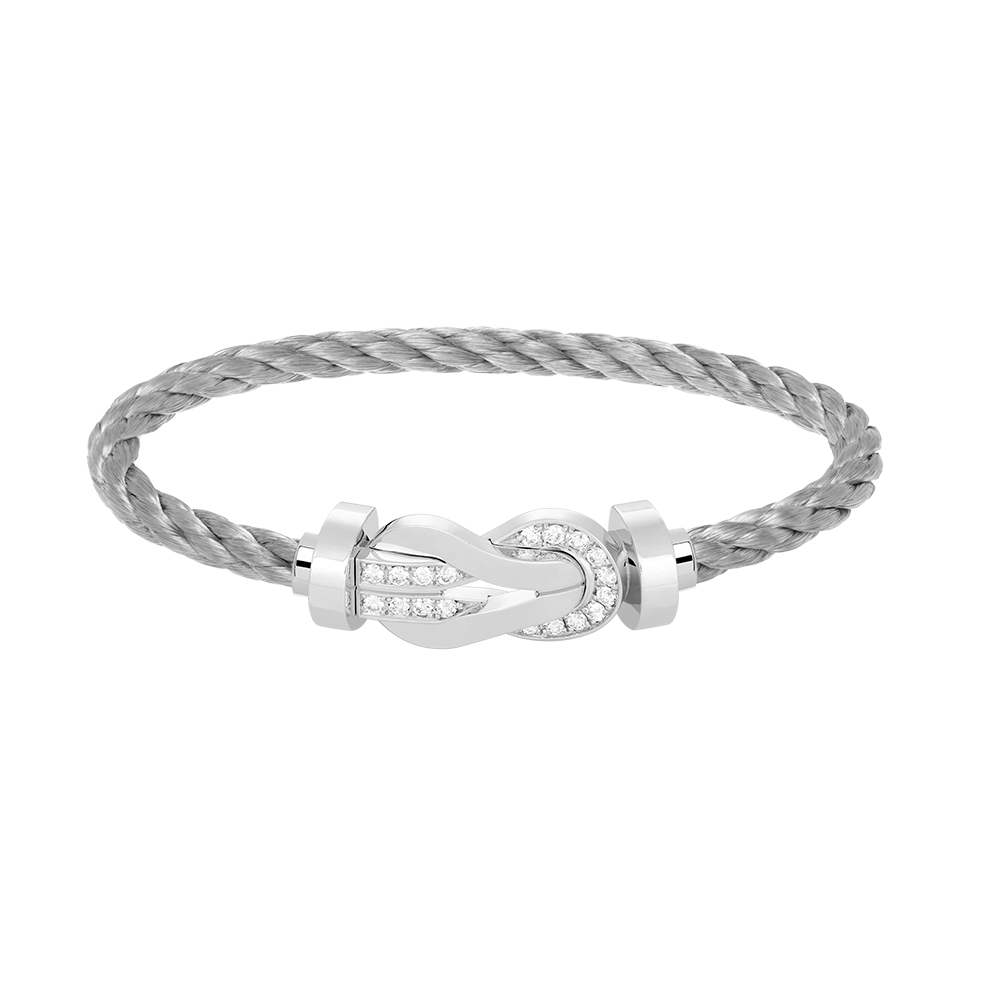 [：Polaidi Jewelry]CHANCE LARGE 8 FIGURE BUCKLE HALF DIAMOND BRACELET SILVER