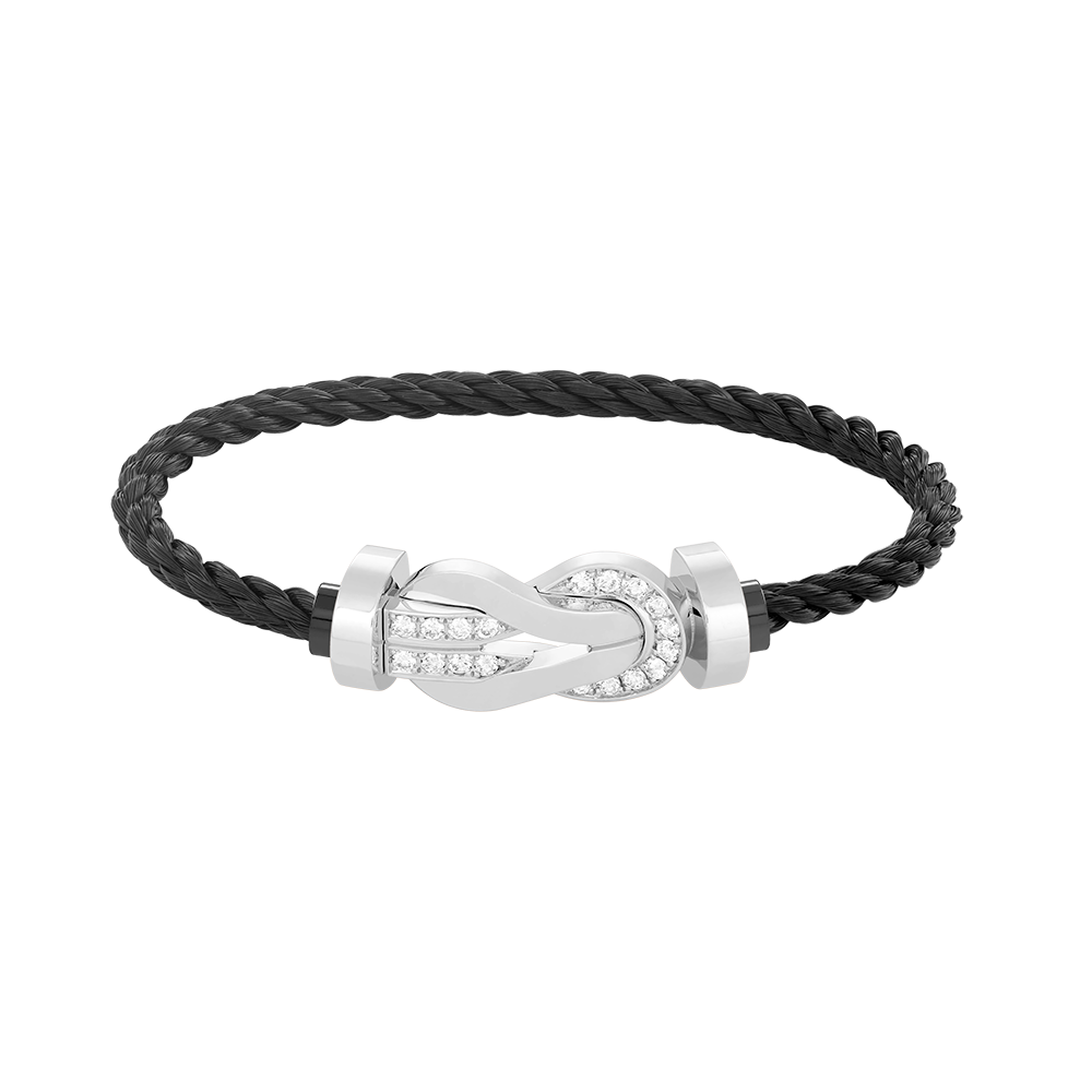 [Polaidi Jewelry]CHANCE LARGE 8 FIGURE BUCKLE HALF DIAMOND BRACELET SILVER