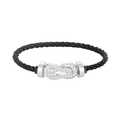[Polaidi Jewelry]CHANCE LARGE 8 FIGURE BUCKLE HALF DIAMOND BRACELET SILVER