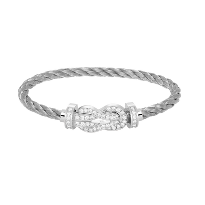 [Polaidi Jewelry]CHANCE LARGE 8 FIGURE BUCKLE FULL DIAMOND BRACELET SILVER