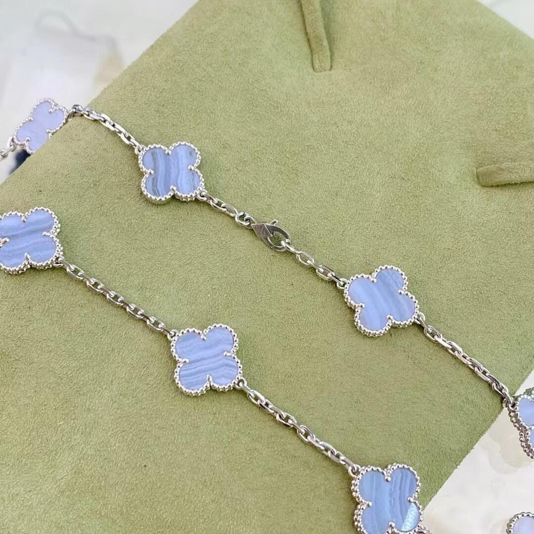 [Polaidi Jewelry]CLOVER 10 MOTIFS PURPLE CHALCEDONY NECKLACE