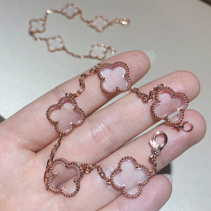 [Polaidi Jewelry]CLOVER 5 MOTIF ROCK CRYSTAL BRACELET