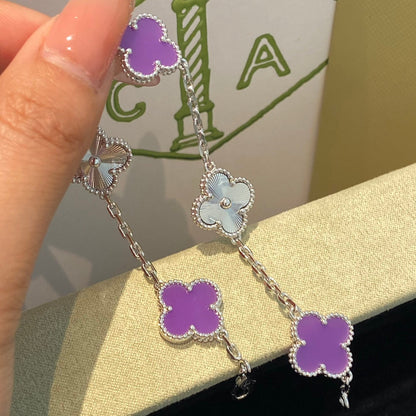 [：Polaidi Jewelry]CLOVER  5 MOTIFS  PURPLE VIOLET BRACELET SILVER