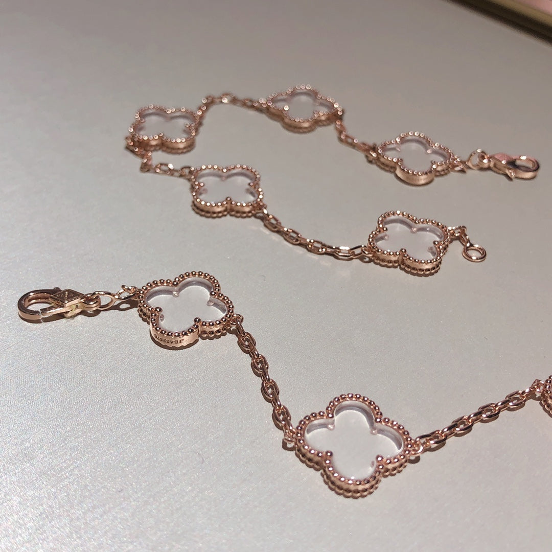 [Polaidi Jewelry]CLOVER 5 MOTIF ROCK CRYSTAL BRACELET