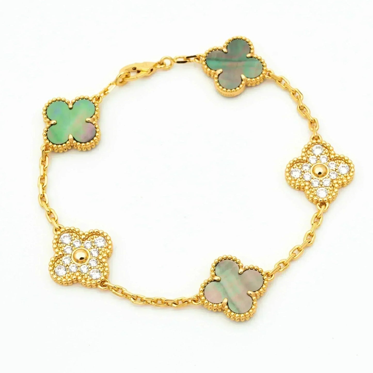 [Polaidi Jewelry] CLOVER 5 MOTIF GRAY MOP BRACELET COLLECTION