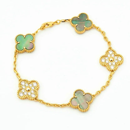 [Polaidi Jewelry] CLOVER 5 MOTIF GRAY MOP BRACELET COLLECTION