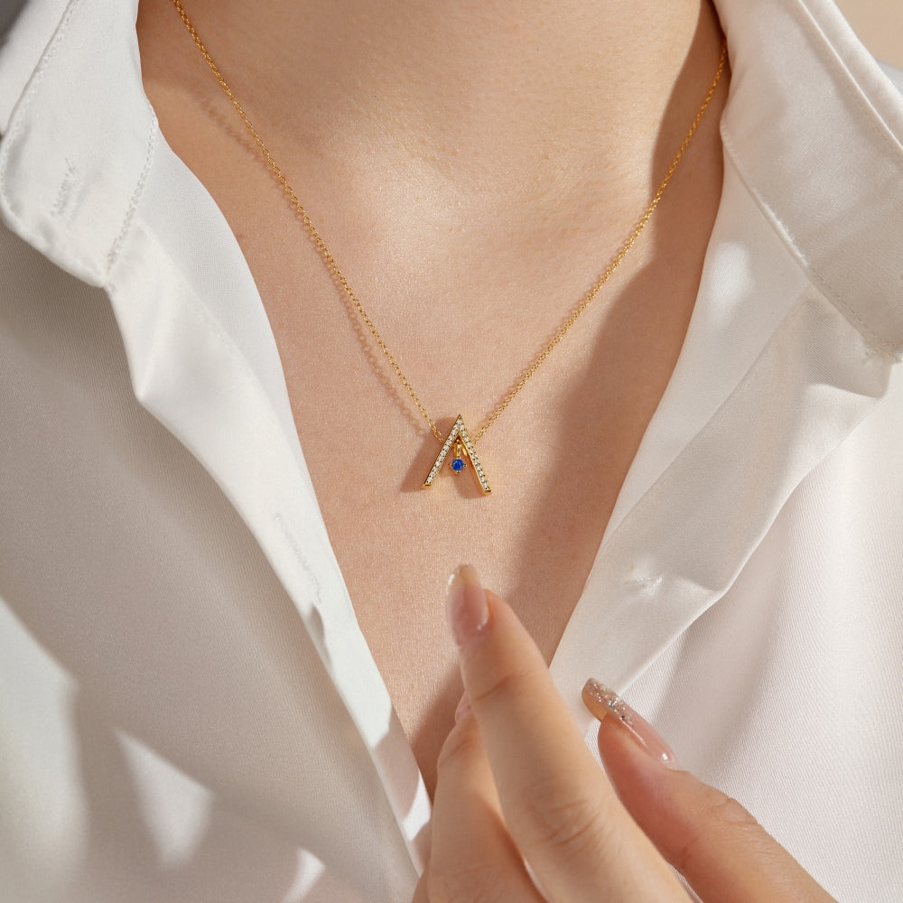 [Polaidi Jewelry]Sparkling "A" Shape Necklace