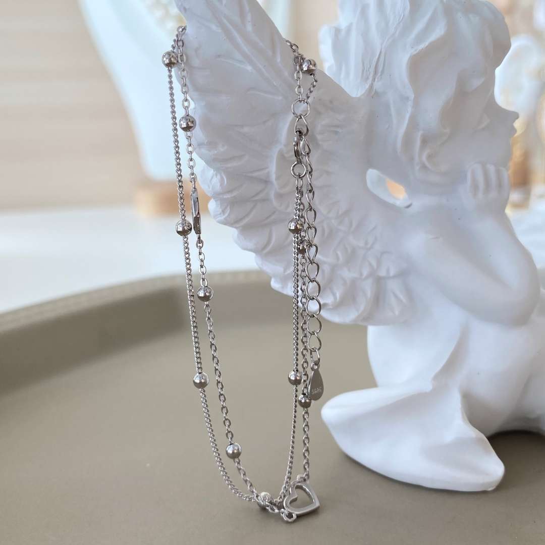 [Polaidi Jewelry]Dainty Double Layer Love Heart Bracelet