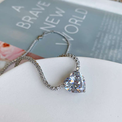 [Polaidi Jewelry]8.0 Carat Versatile Colorful Sweet Heart-Shaped Tennis Necklace