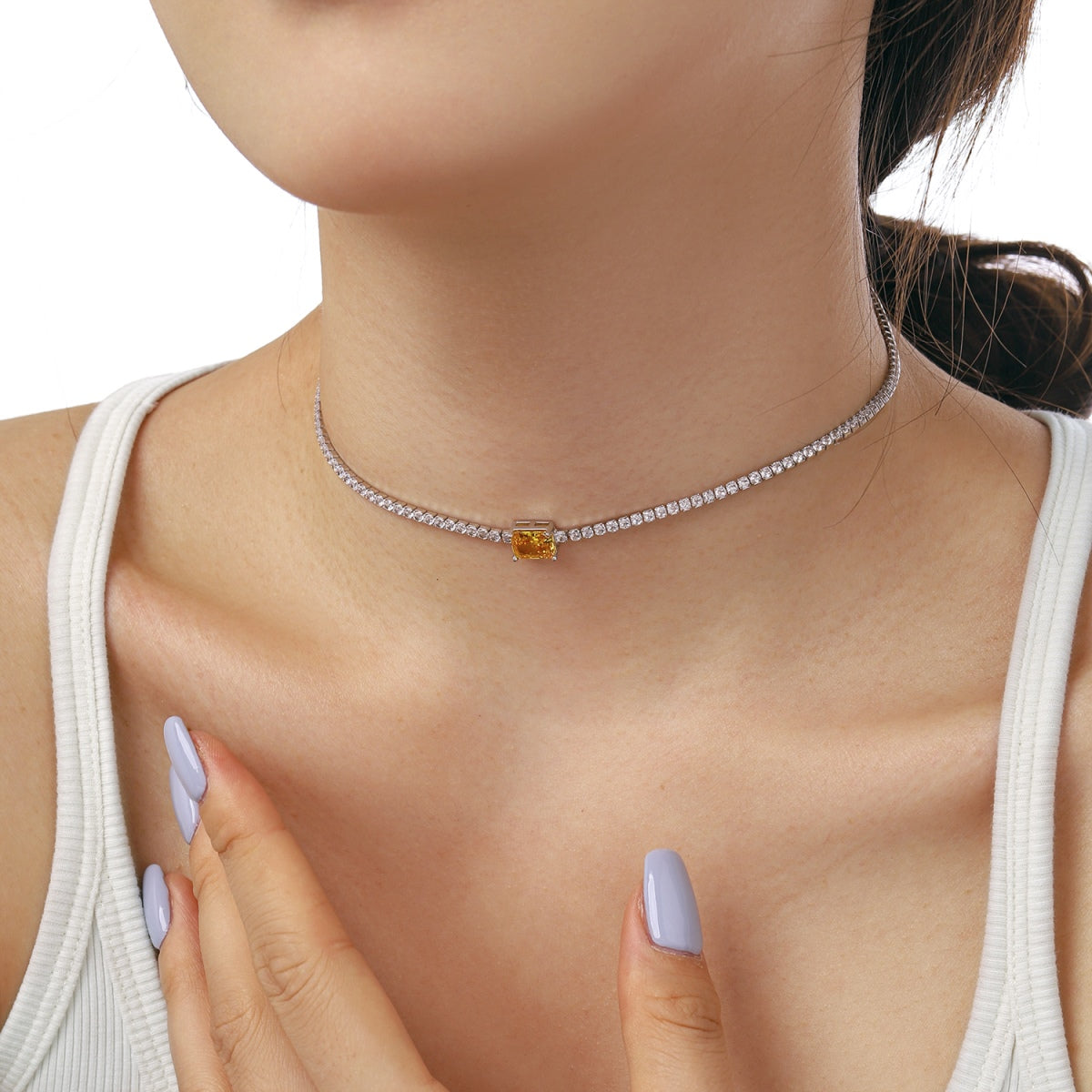 [Polaidi Jewelry]2.0 carat Ornate Emerald Cut Necklace