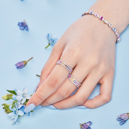 [Polaidi Jewelry]Dainty Kaleidoscopic Emerald Cut Daily Ring