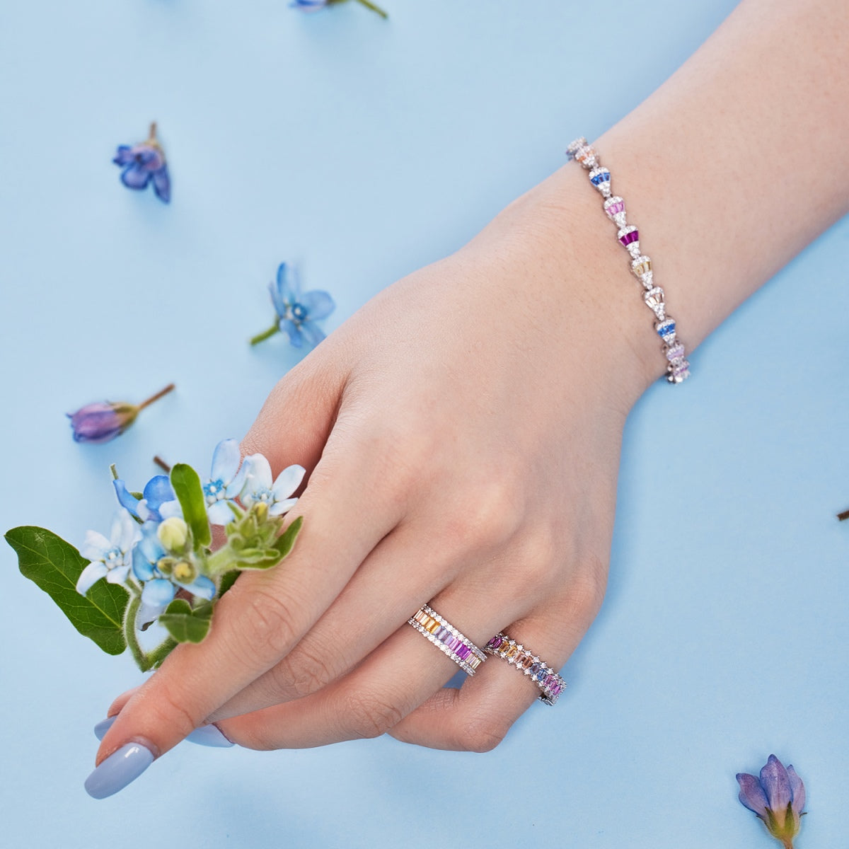 [Polaidi Jewelry]Dainty Kaleidoscopic Emerald Cut Daily Ring