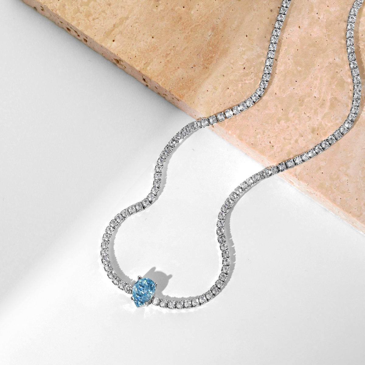 [Polaidi Jewelry]1.0 carat Unique Pear Cut Tennis Necklace