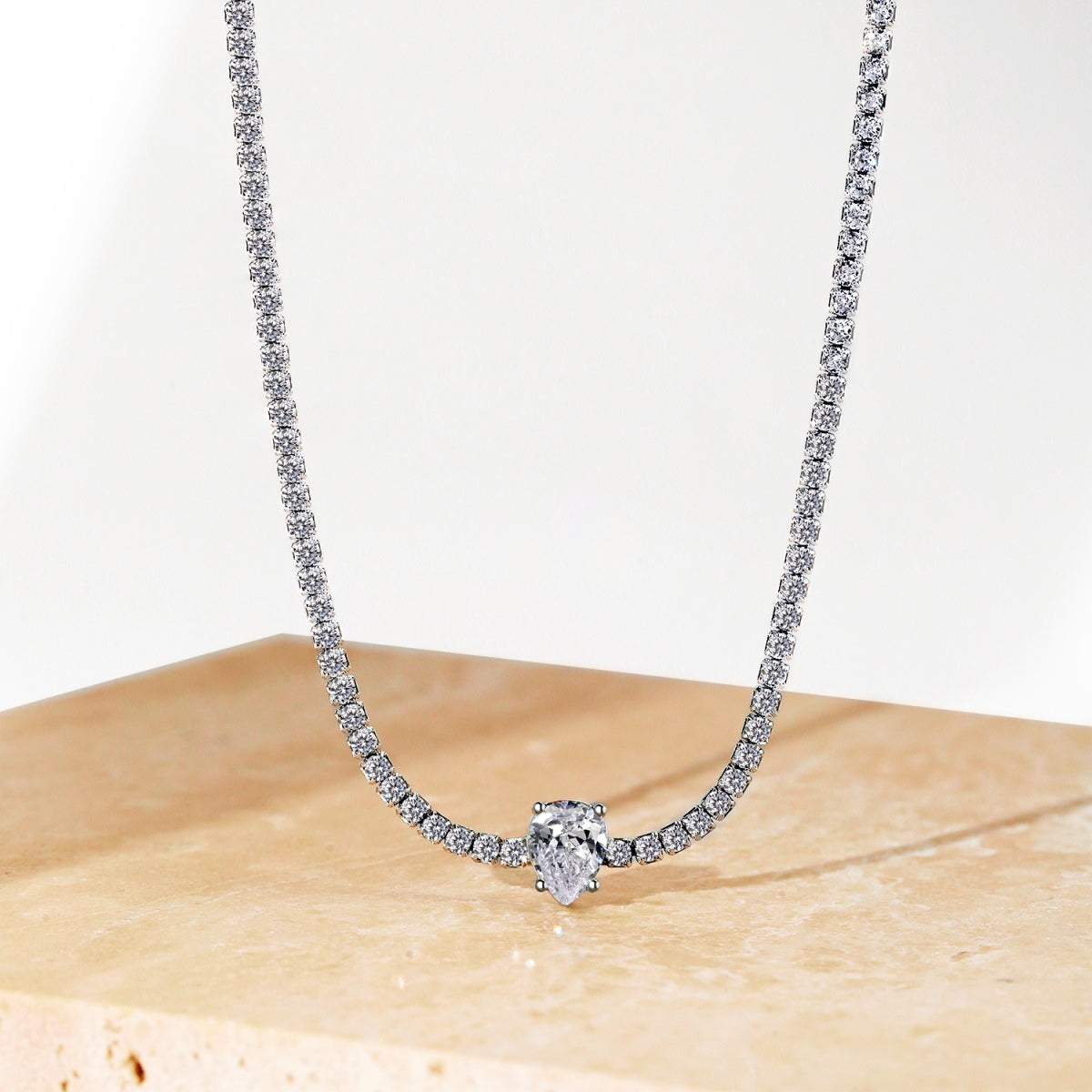 [Polaidi Jewelry]1.0 carat Unique Pear Cut Tennis Necklace