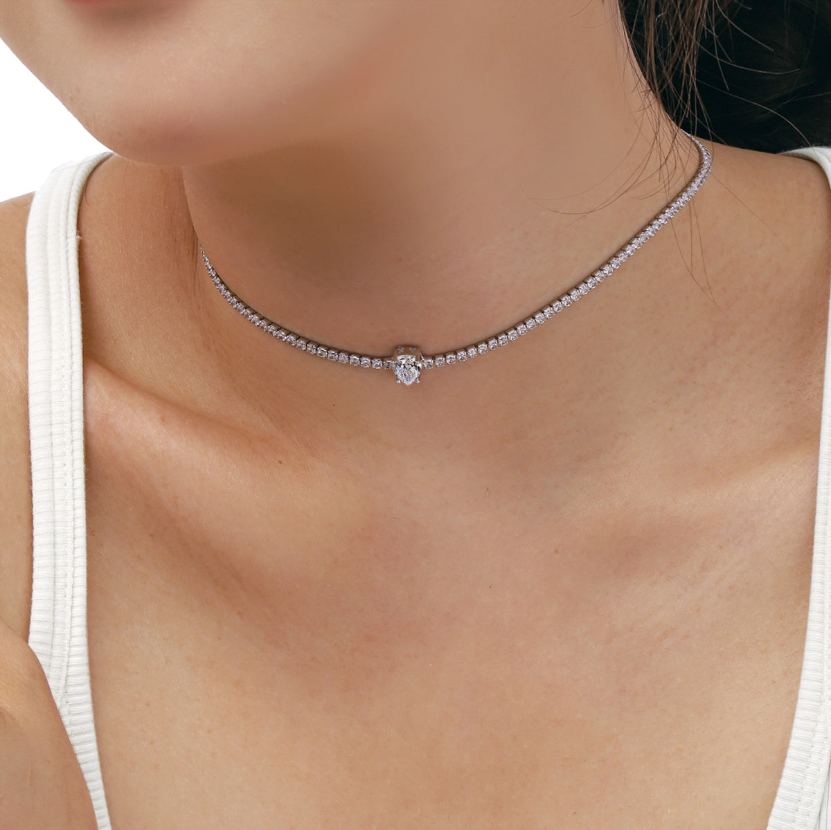 [Polaidi Jewelry]1.0 carat Unique Pear Cut Tennis Necklace