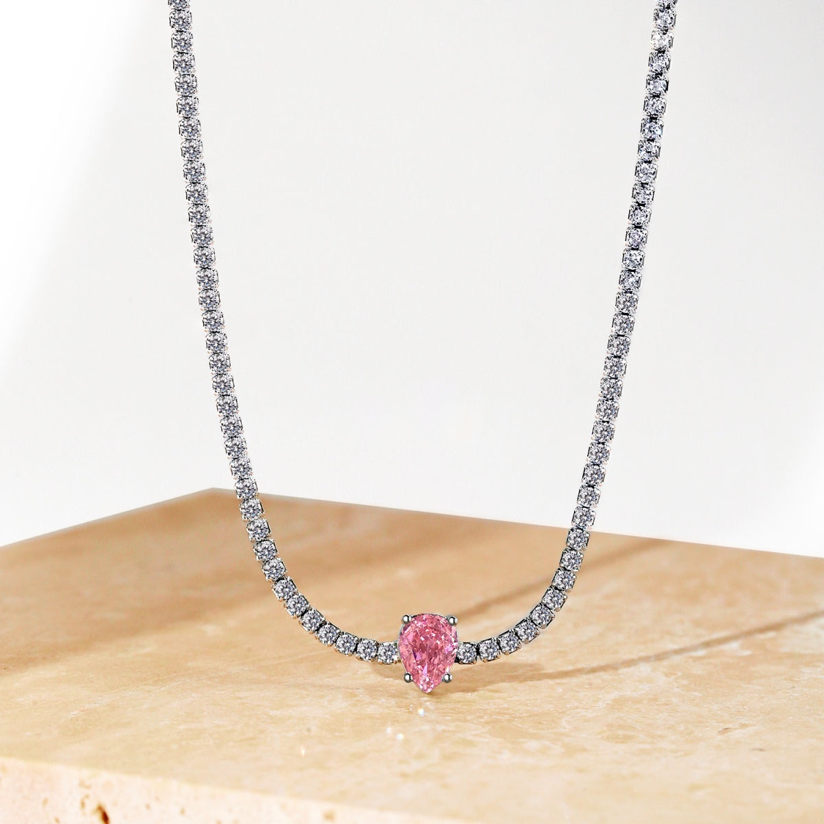 [Polaidi Jewelry]1.0 carat Unique Pear Cut Tennis Necklace