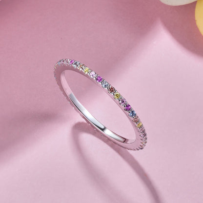 [Polaidi Jewelry]Ornate Colorful Round Cut Tennis Ring