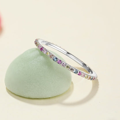 [Polaidi Jewelry]Ornate Colorful Round Cut Tennis Ring