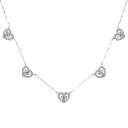 [Polaidi Jewelry]Sparkling Five Heart Necklace