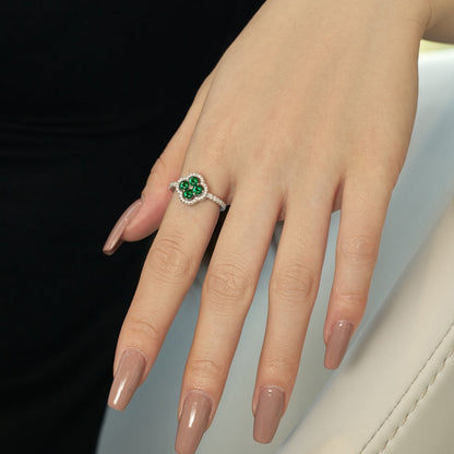 [Polaidi Jewelry]Four Leaf Clover Flower Design Ring