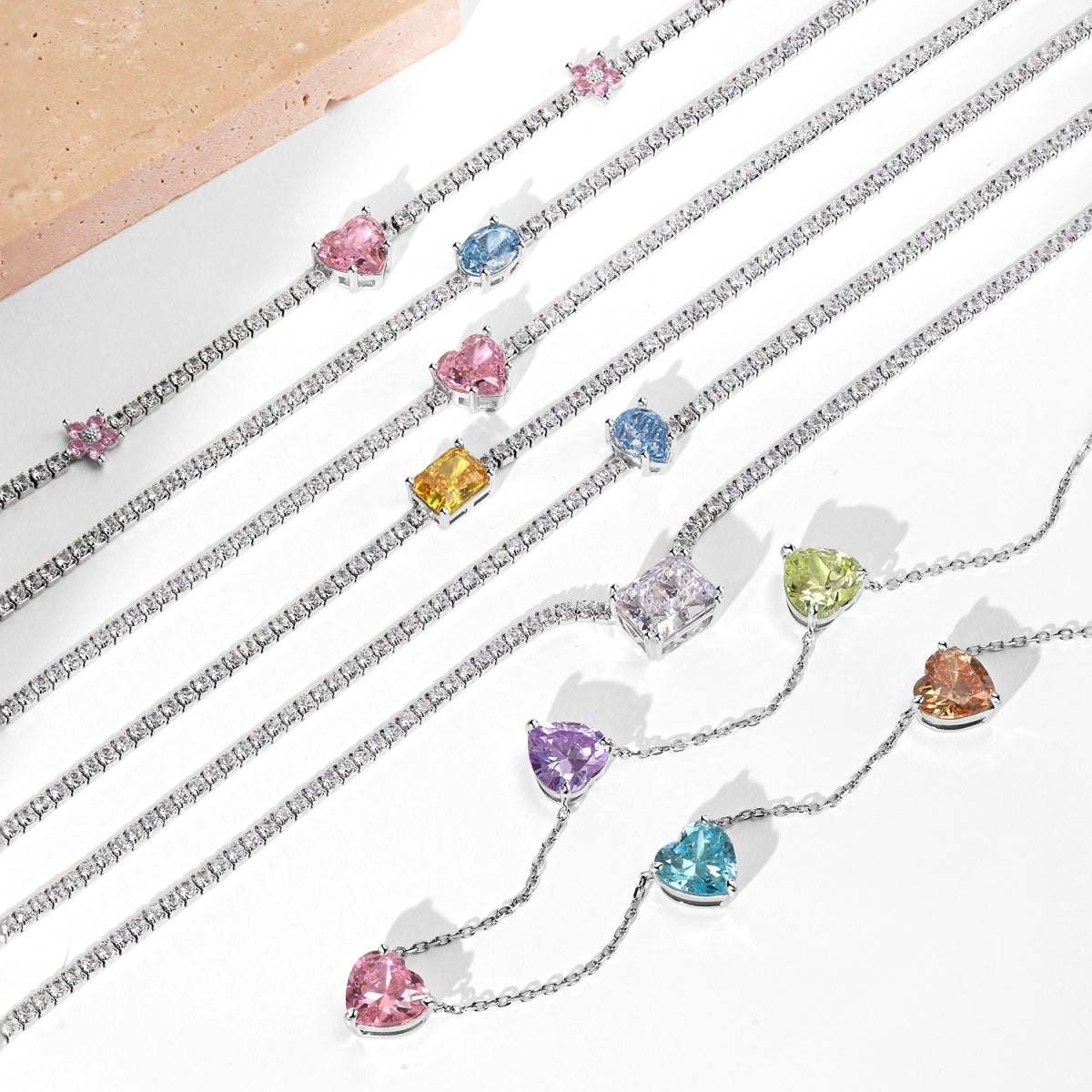 [Polaidi Jewelry]Dazzling Pink Heart Flower Necklace