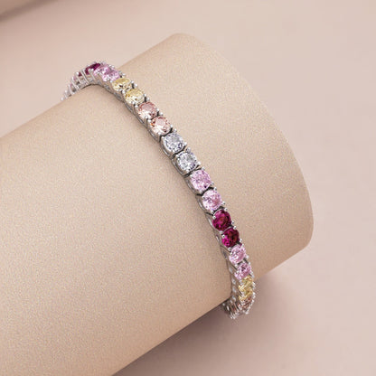 [Polaidi Jewelry]Radiant Colorful Round Cut Tennis Bracelet