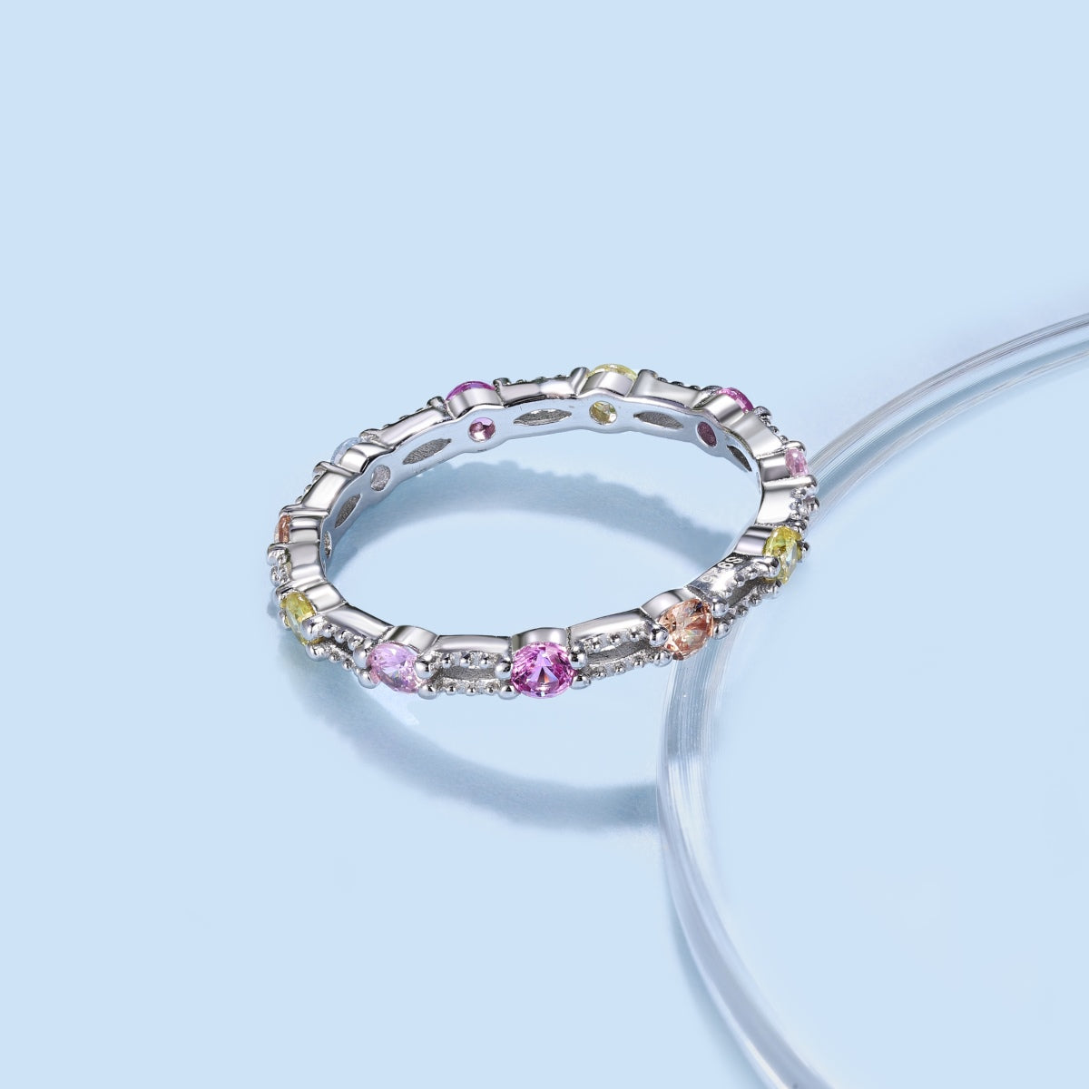 [Polaidi Jewelry]Sparkling Colorful Round Cut Tennis Ring