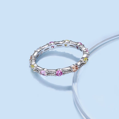 [Polaidi Jewelry]Sparkling Colorful Round Cut Tennis Ring