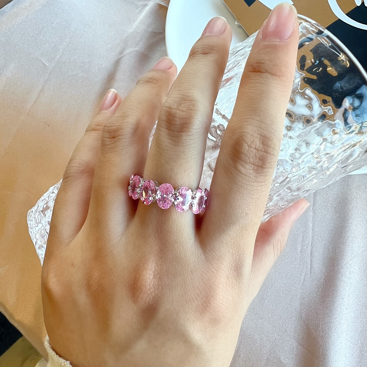 [Polaidi Jewelry]Dainty Elongated Cushion Cut Tennis Ring