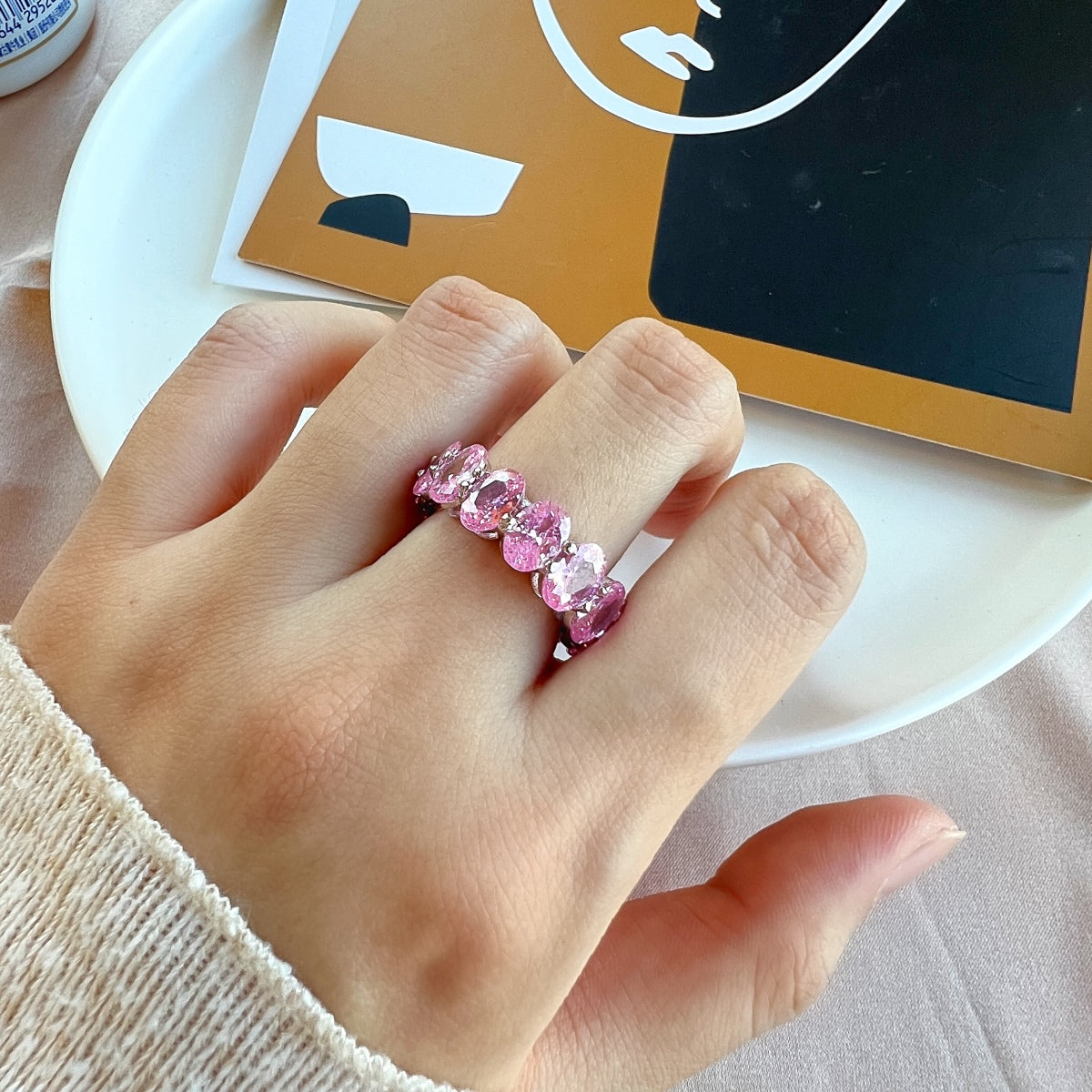[Polaidi Jewelry]Dainty Elongated Cushion Cut Tennis Ring