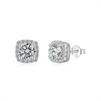 [Polaidi Jewelry]Classic Round Center Stone Stud Earrings