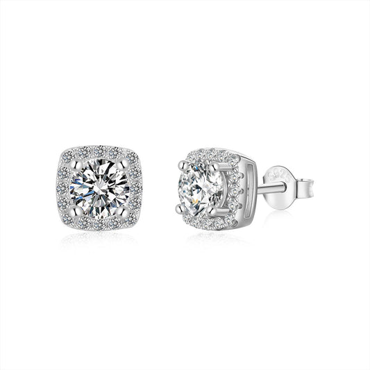 [Polaidi Jewelry]Classic Round Center Stone Stud Earrings