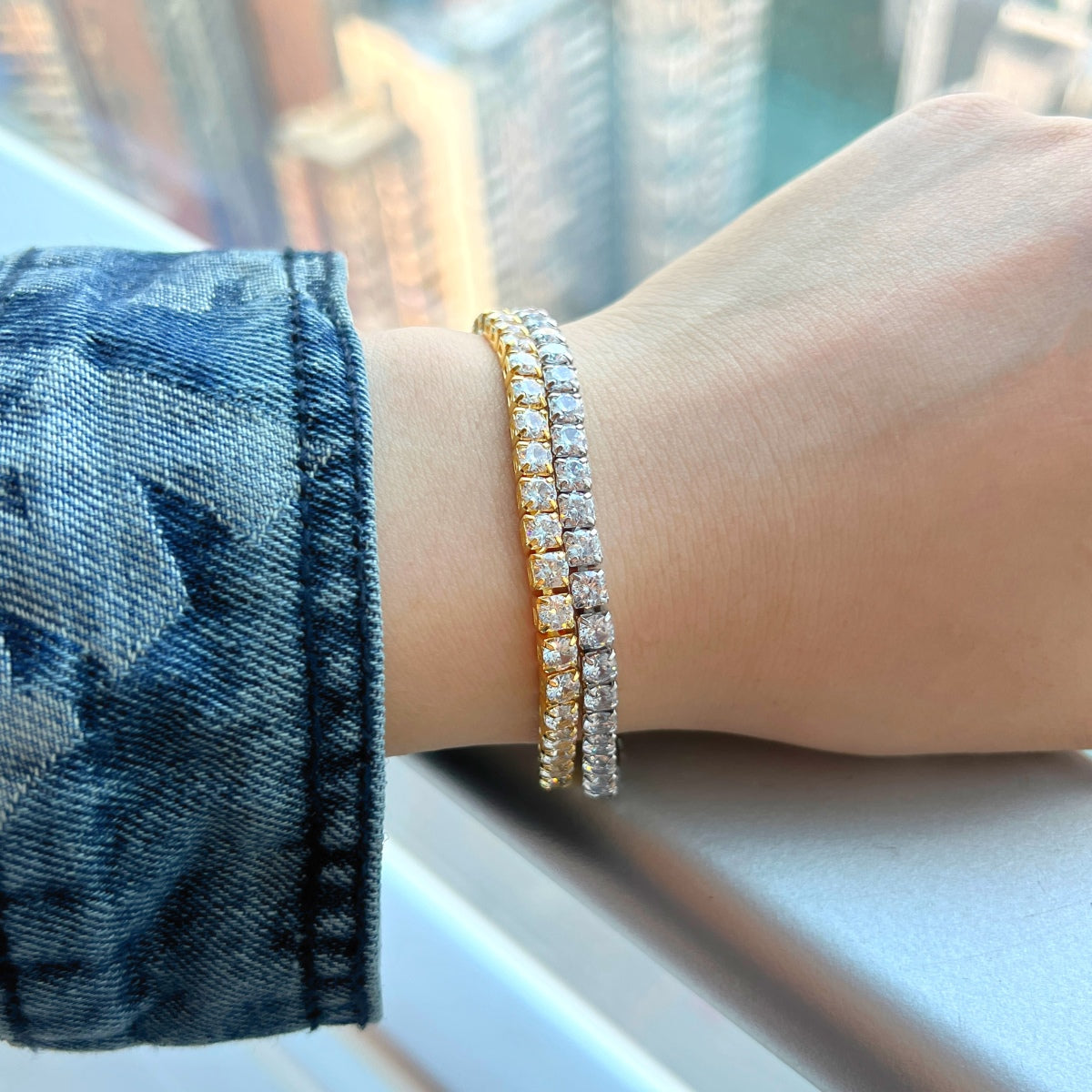 [Polaidi Jewelry]Sparkling Radiant Princess Cut Tennis Bracelet