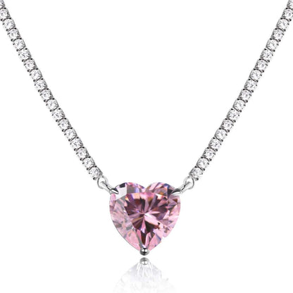 [Polaidi Jewelry]8.0 Carat Versatile Colorful Sweet Heart-Shaped Tennis Necklace