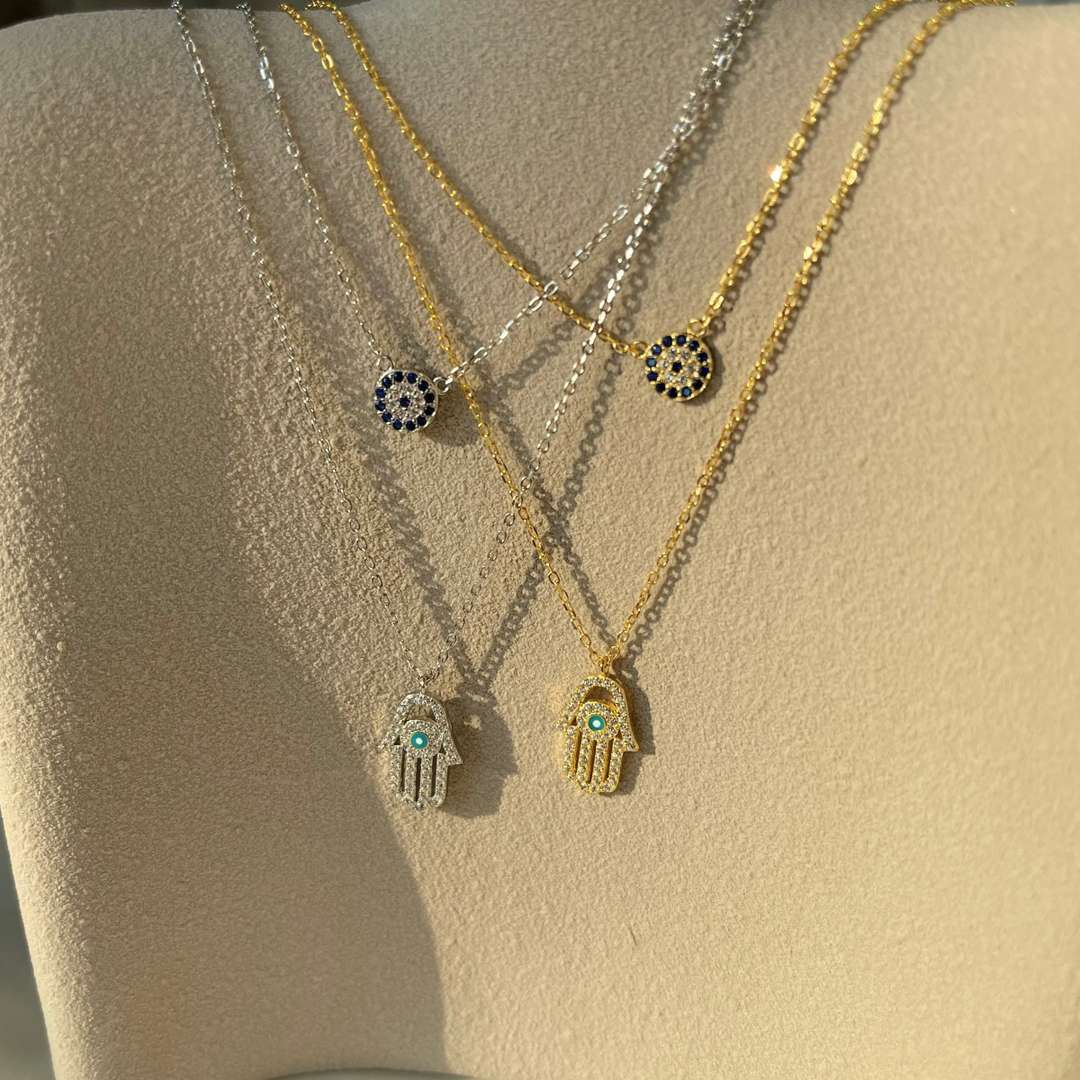 [Polaidi Jewelry]Demon Eye Hamsa Palm Necklace