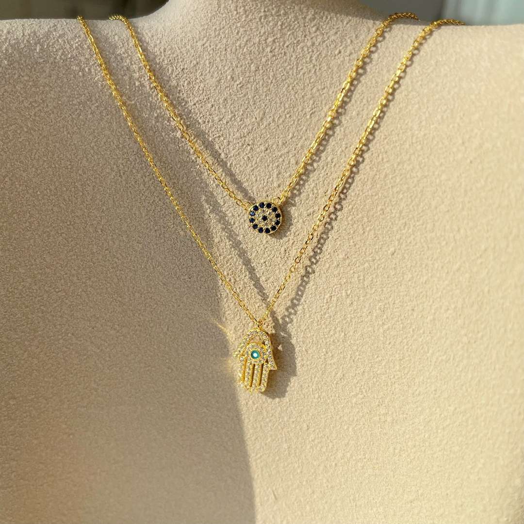 [Polaidi Jewelry]Demon Eye Hamsa Palm Necklace