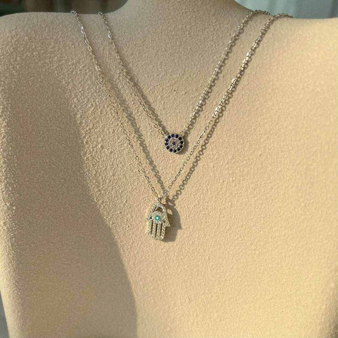 [Polaidi Jewelry]Demon Eye Hamsa Palm Necklace