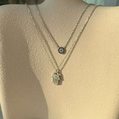 [Polaidi Jewelry]Demon Eye Hamsa Palm Necklace