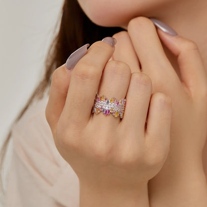 [Polaidi Jewelry]Luxurious Colorful Radiant Cut Daily Ring