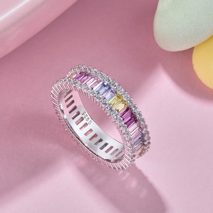 [Polaidi Jewelry]Dainty Kaleidoscopic Emerald Cut Daily Ring
