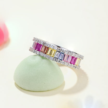 [Polaidi Jewelry]Dainty Kaleidoscopic Emerald Cut Daily Ring