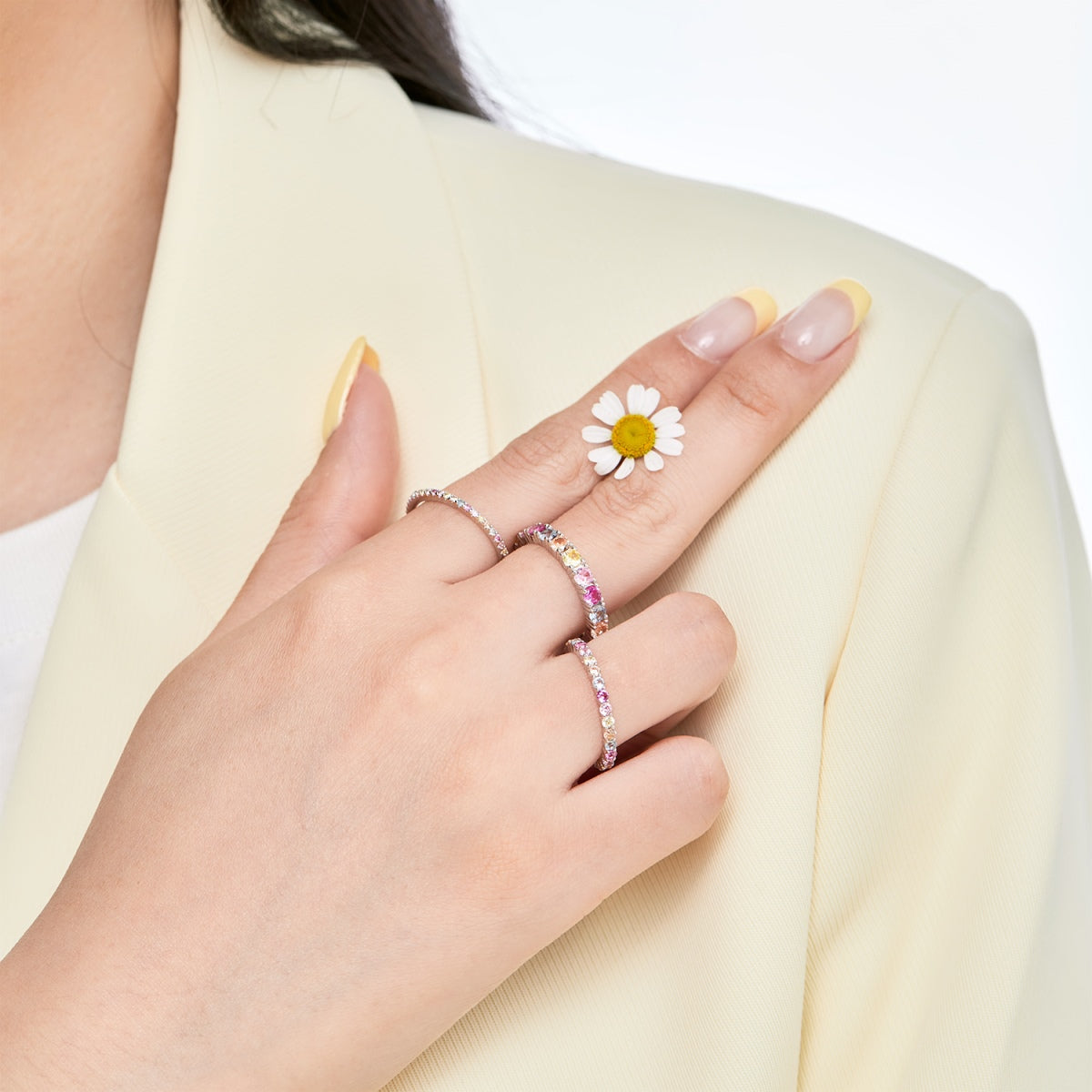 [Polaidi Jewelry]Dazzling Lustrous Round Cut Tennis Ring