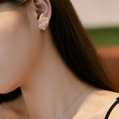 [Polaidi Jewelry]Ornate Flower Shape Pear Cut Lover Earrings