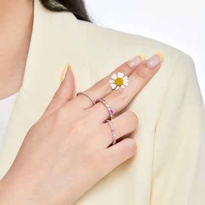 [Polaidi Jewelry]Ornate Colorful Round Cut Tennis Ring