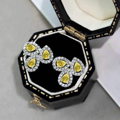 [Polaidi Jewelry]Ornate Flower Shape Pear Cut Lover Earrings