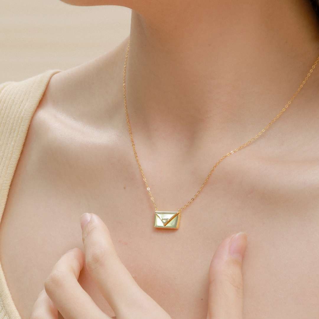 [Polaidi Jewelry]Envelope Heart Shape Mother's Day Necklace