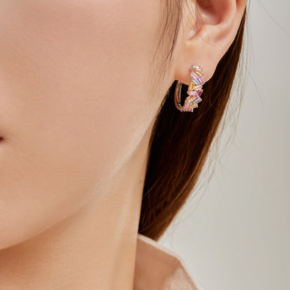 [Polaidi Jewelry]Dazzling Colorful Emerald Cut Daily Earrings