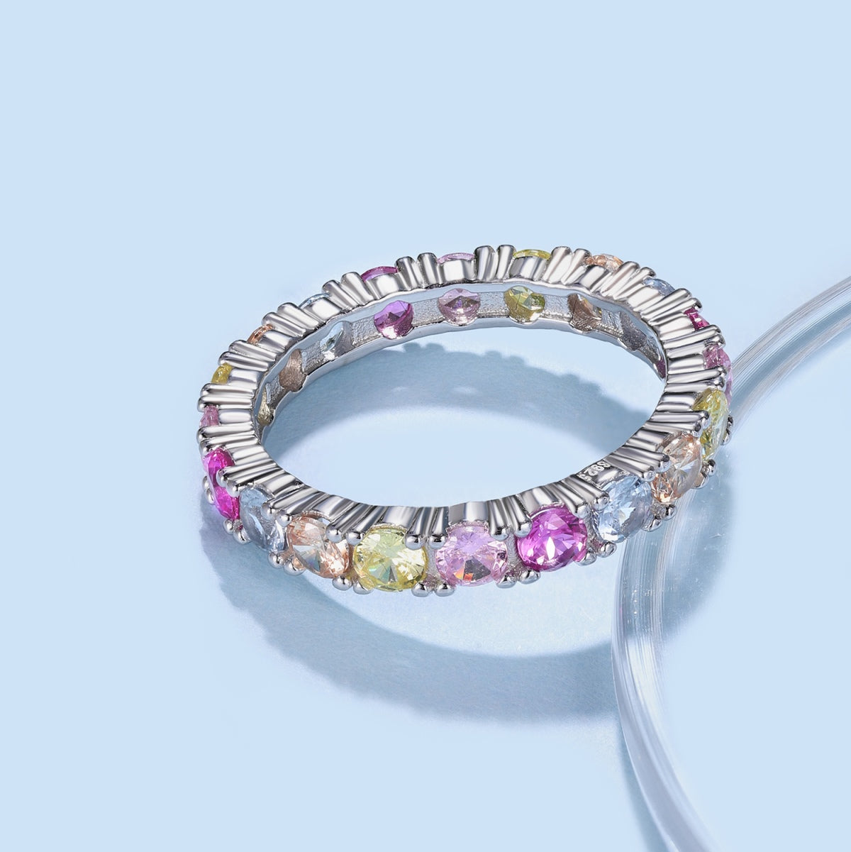 [Polaidi Jewelry]Dazzling Lustrous Round Cut Tennis Ring